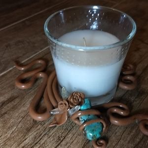 Turquoise and crystals candle wrap
